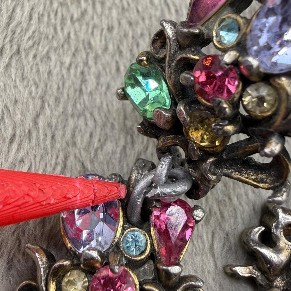 Vintage Hollycraft Bracelet Multi Color Pastel Rhinestone Floral 1950 7in - Picture 9 of 16